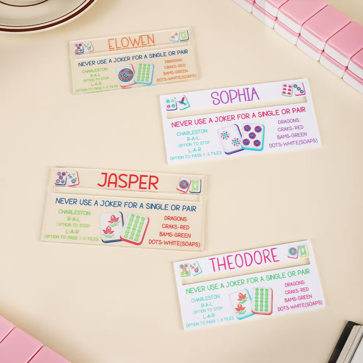 Personalized Colorful Pattern Mahjong Line Reader with Name Mahjong Accessory Birthday Mahjong Parlor Gift for Mahjong Lovers