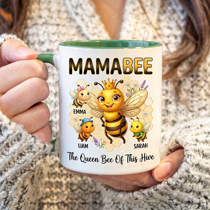 Personalized Mamabee Mug Custom Mug with 1-6 Kids Names Gift Birthday For Mom Mother's Day Christmas Gift