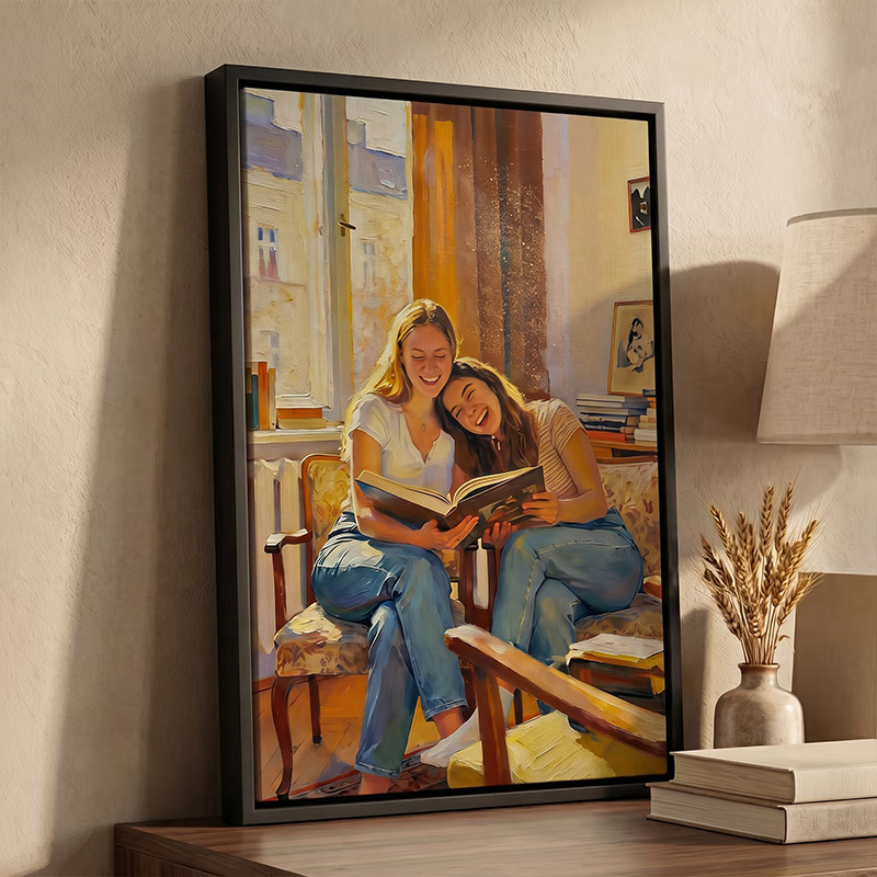 Personalized Oil Painting Style Photo Canvas Prints Family Painting Housewarming Birthday Gift for Family Friend