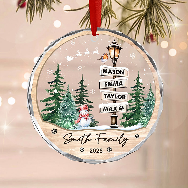 Personalized Family Names Christmas Ornament 2026 Custom Family with Pets Ornaments Family of 3 4 up to 15 Members Christmas Gift for Family