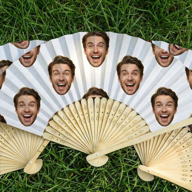 Personalized Photo Face Folding Paper Fans Custom Face Hand Fans  Funny Party Favors for Wedding Bachelorette Couple Gift Newlywed