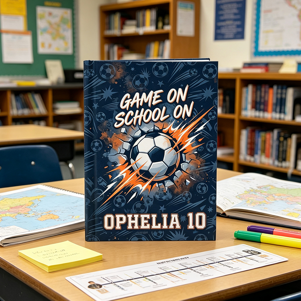 Personalized Soccer Notebook Game On School On Custom Name and Number Back to School Gift for Kids
