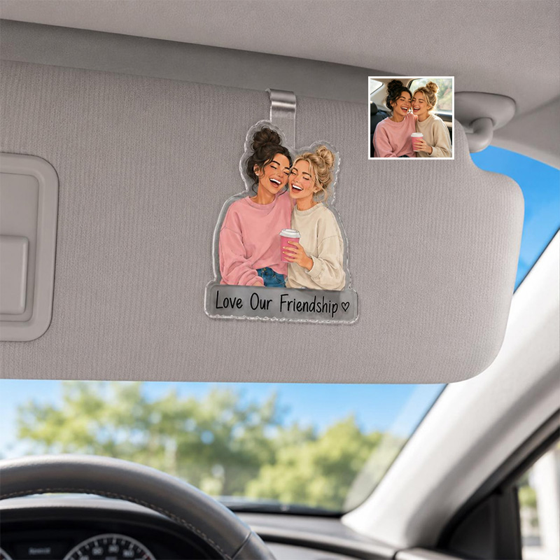 Personalized Bestie Photo Car Visor Clip Custom Clip De Visière De Voiture Bestie Personnalisé Accessoire De Voiture Photo Personnalisé Pour Ami Breloque Amitié BFF