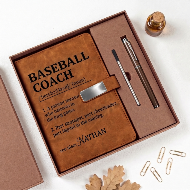 Personalized Soccer Coach Notebook and Pen Gift Set Custom Name Thanks Gift for Coach