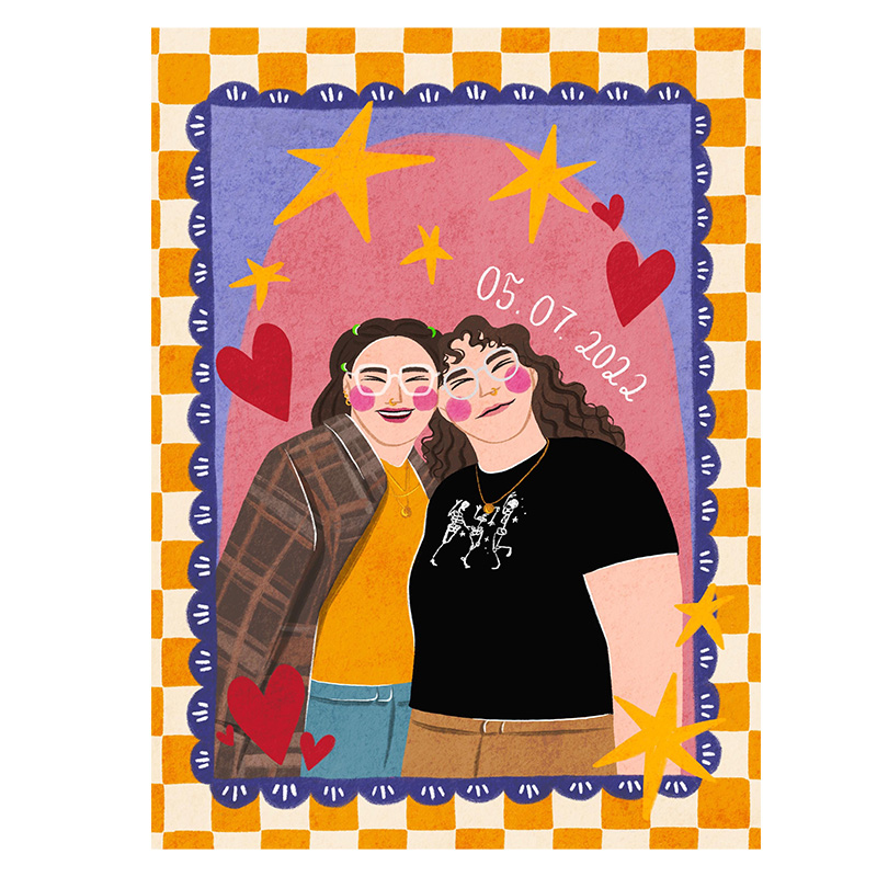 Personalized Photo Badly Drawn Portrait Custom Couple Portrait Hand Drawn Quirky Portrait Wall Art Portrait from Photo Cute Couple illustration