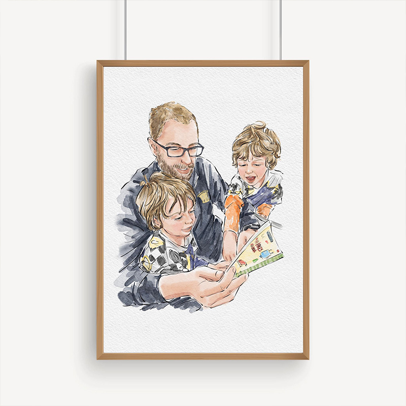 Personalized Hand-Drawn Painting from photo Custom Watercolor Family Portrait from photo Mother Father Gift from Daugther