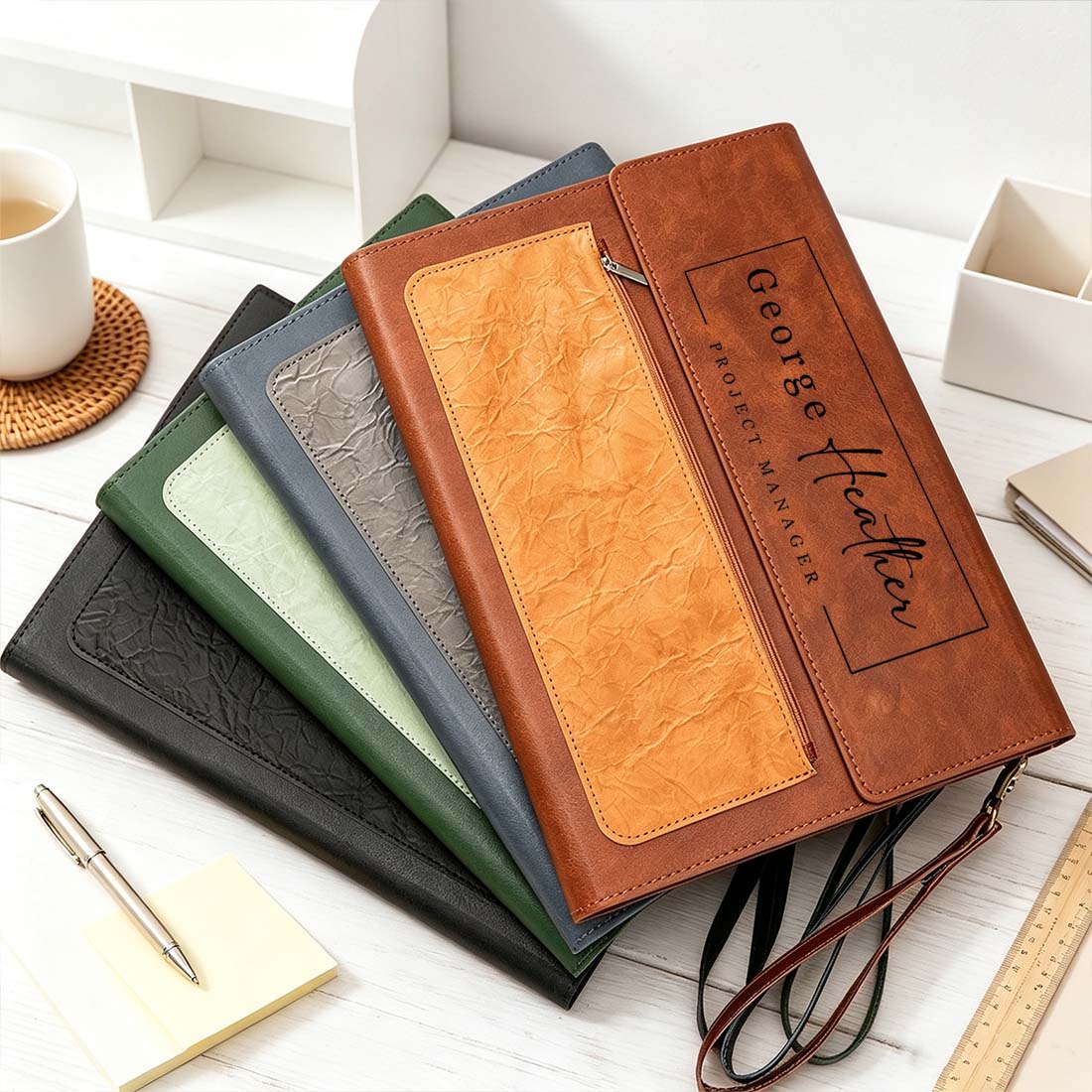Leather Document Bag File Folder File Holder Thickened Document Bag Office Storage Bag Large Capacity