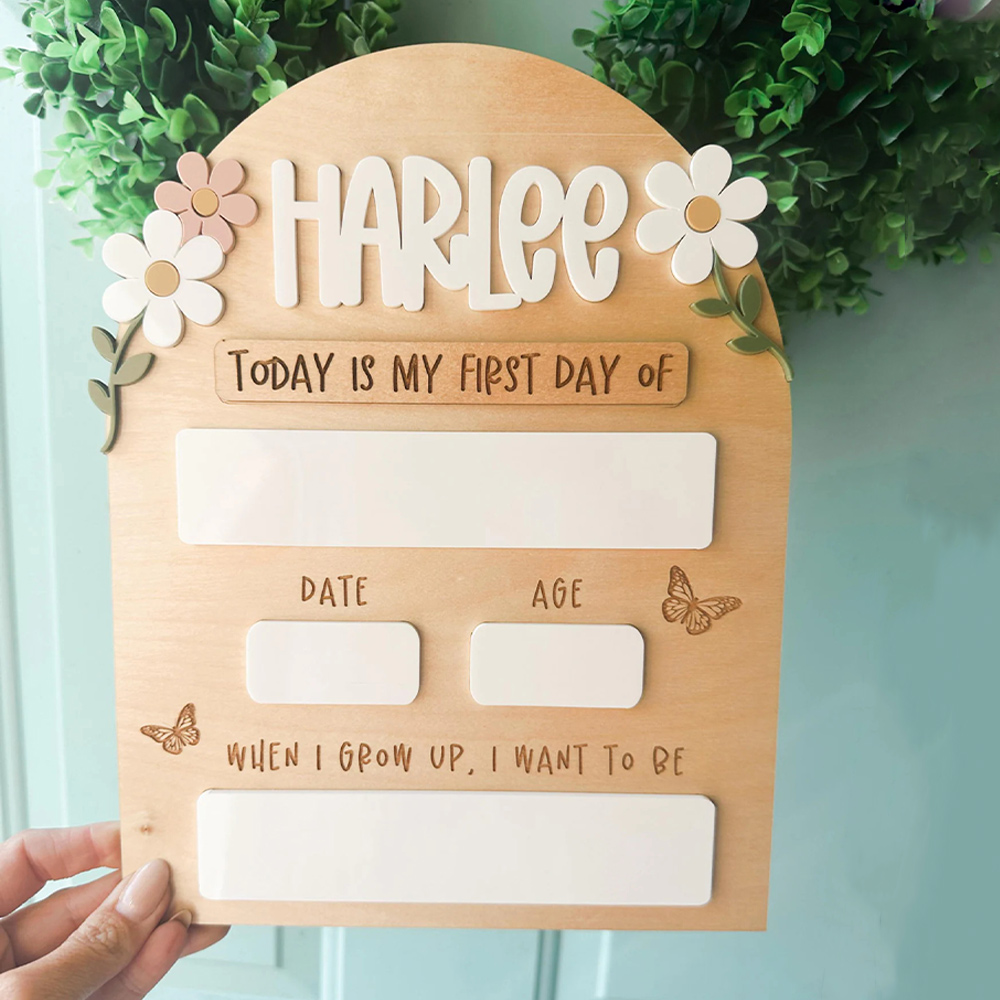 Personalized Floral First Day of School Sign Last Day of Sign Back to School Sign