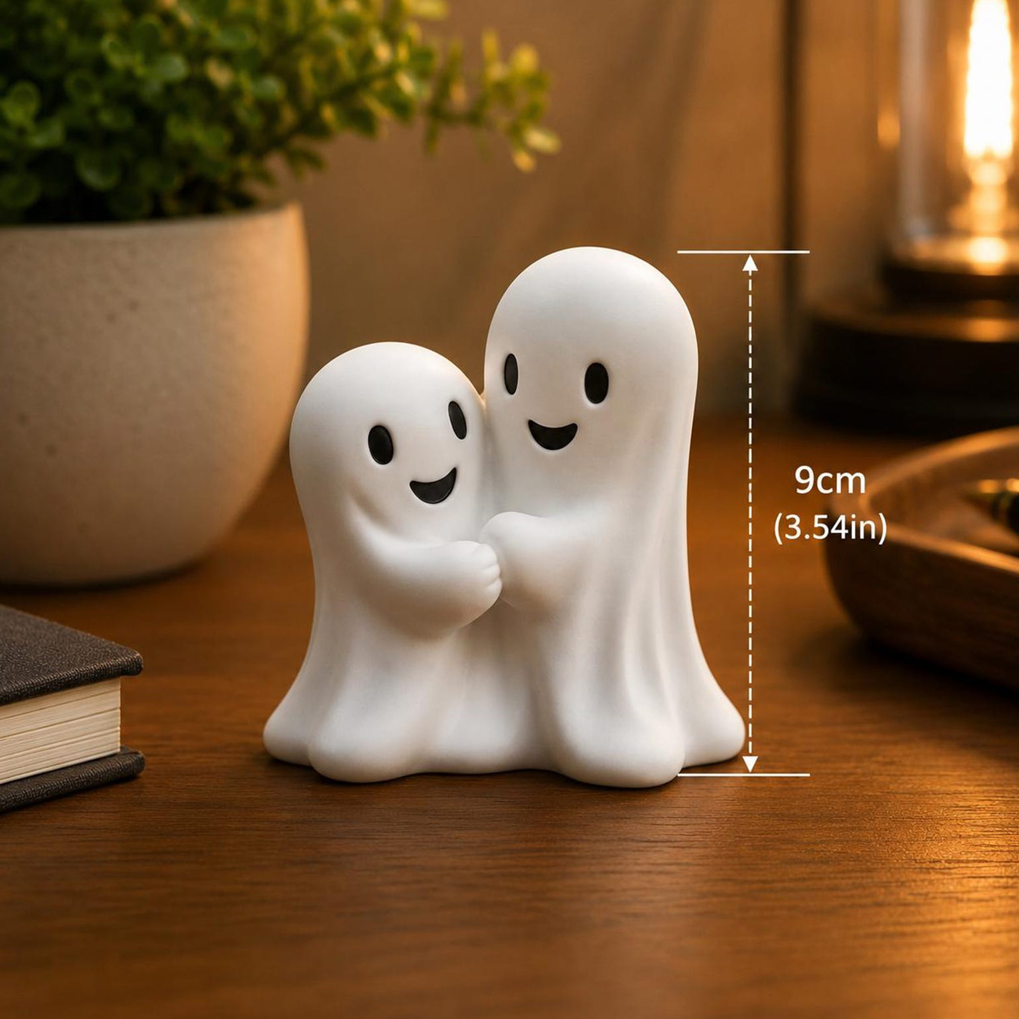 Personalized 3D Printed Ghost Hug Figurine Cute Ghost Couple Statue Kawaii Desk Decor Romantic Shelf Ornament Halloween Decor Gift for Couples