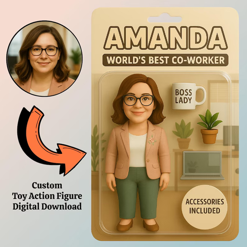 Personalized Funny Dad Action Figure Custom Toy Box Gift Digital Portrait Art Words Best Dad Acrylic Block Birthday Gift for Dad