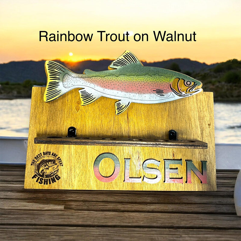 Personalized Reel Cool Dad Wood Fishing Rod Holder Custom Name 6-Rod Wall Rack for Dad Grandpa Fishing Lovers