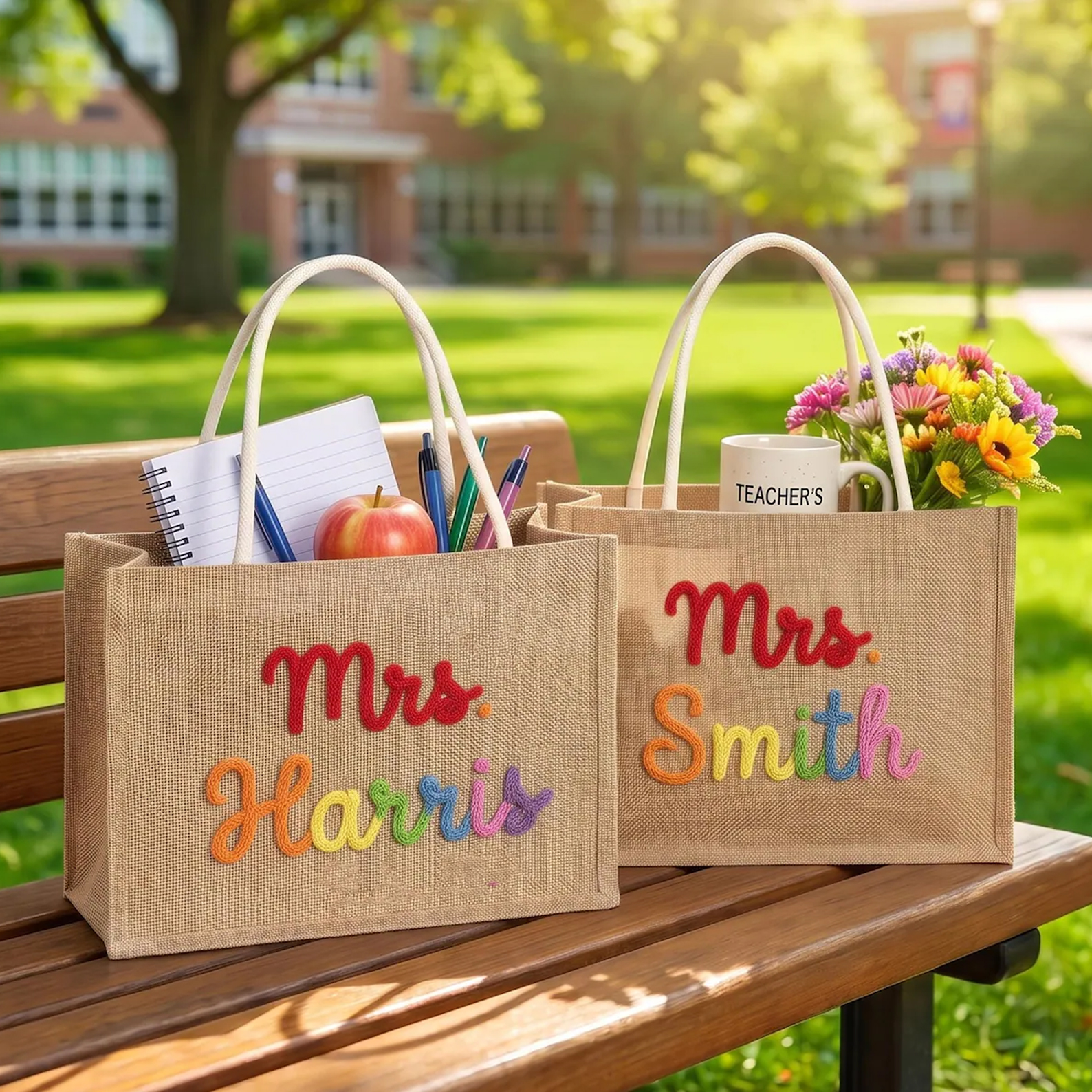 Personalized Teacher Tote Bag Custom Teacher Name Appreciation Gift Back to School Gift for Teacher
