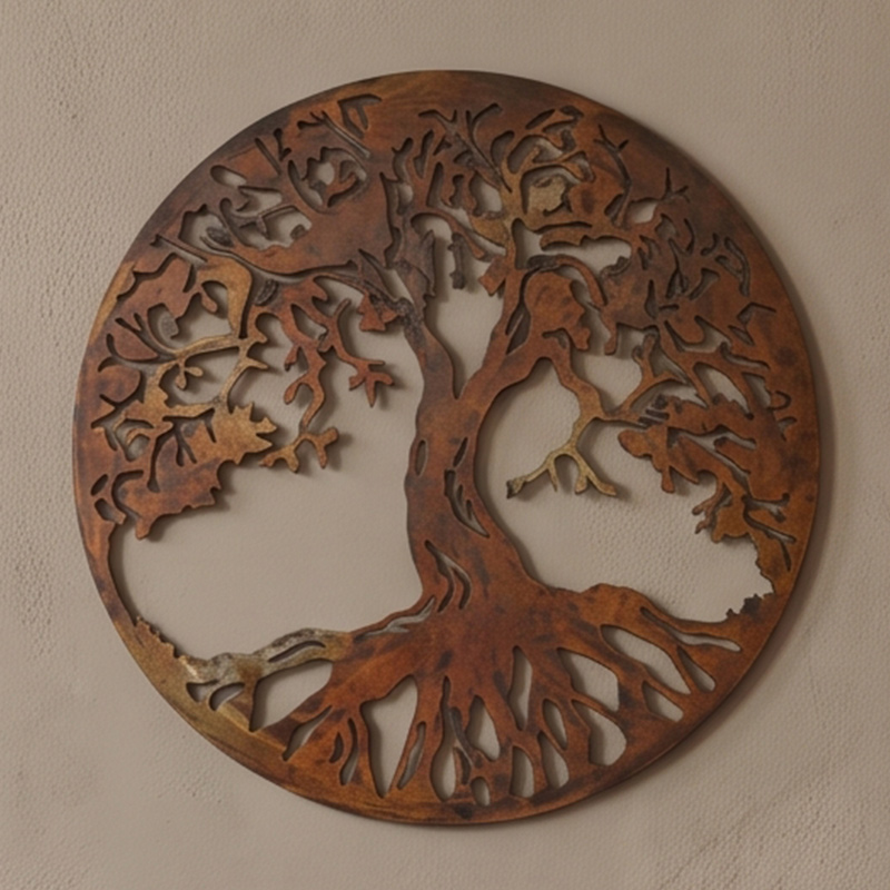 Tree of Life Metal Wall Art Wall Decor Family Metal Tree Round Tree Sign Cut Out Metal Wall Sign Wall Hanging Interior Family Gift Houswarming Gift