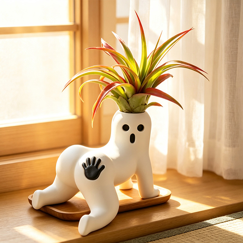 Creepy Crawler Ghost Air Plant Holder  Funny 3D Printed Humanoid Planter Unique Tillandsia Display Vase Weird Desk Decor Funny Gift For Wife from Husband