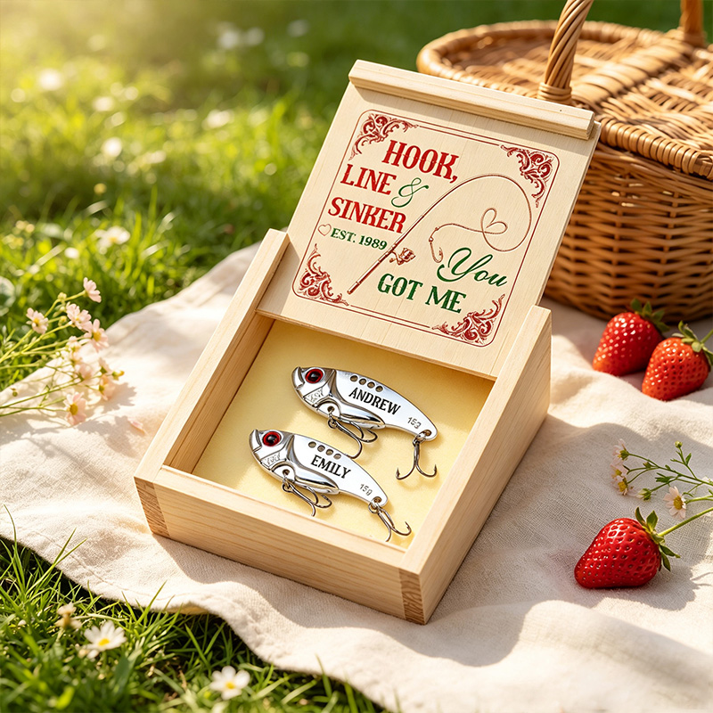Personalized Hooked on You Forever Fishing Lure for Couple