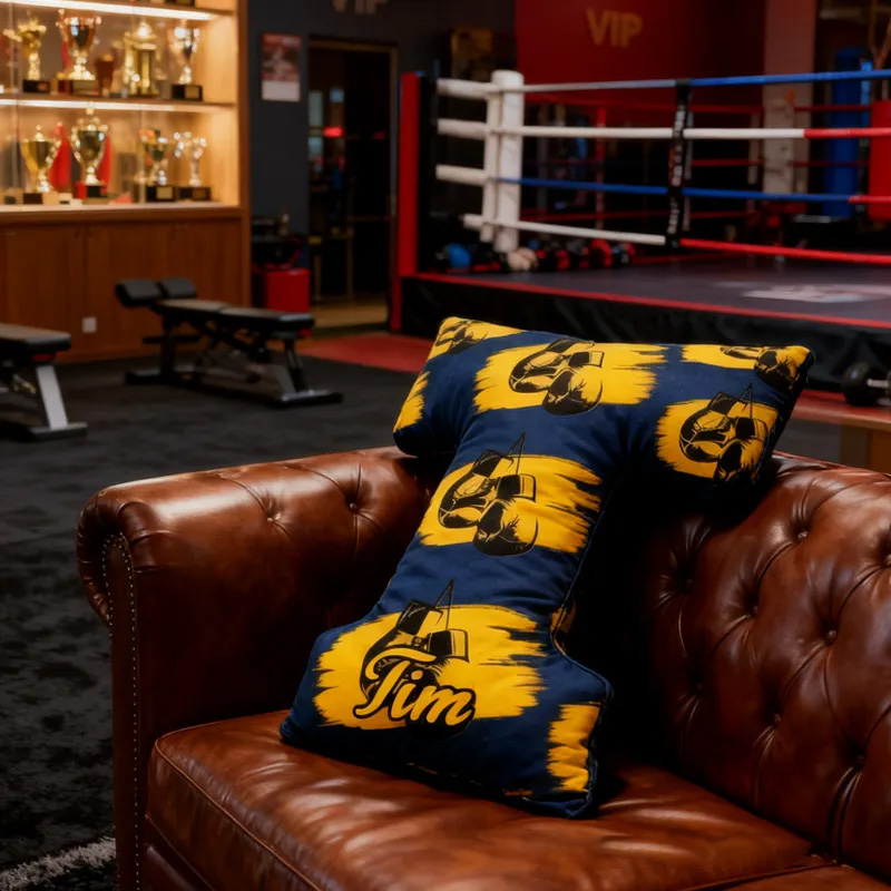 Personalized Letter Pillow Graphic 3D Print Multicolour Boxing Gloves Funny Letter Pillow Custom Name Pillow Comfortable Christmas Decor for Gym Lovers
