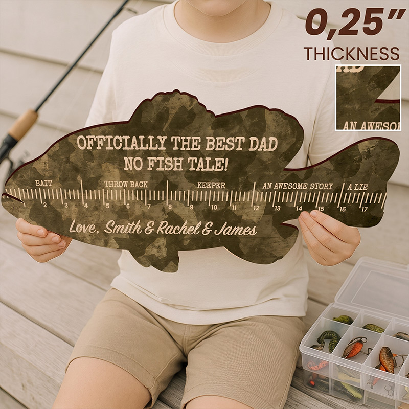 Personalized Fish Ruler for Dad with Kids Name Engraved Custom Fishing Gift for Dad Funny Fish Ruler for Dad Gift for Grandpa Fishing Buddy Gift