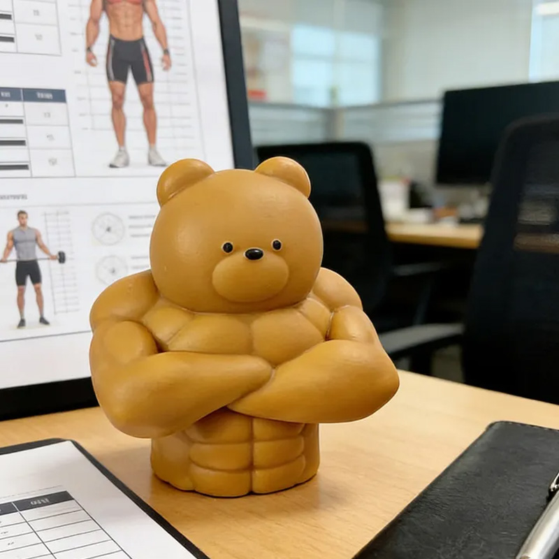 Personalized 3D Printed Hench Couple Bear Muscular Gym Gift Desk Mascot Weightlifter Strength Trainer Desk Decor Gift for Friends Gym Rat Gym Lovers