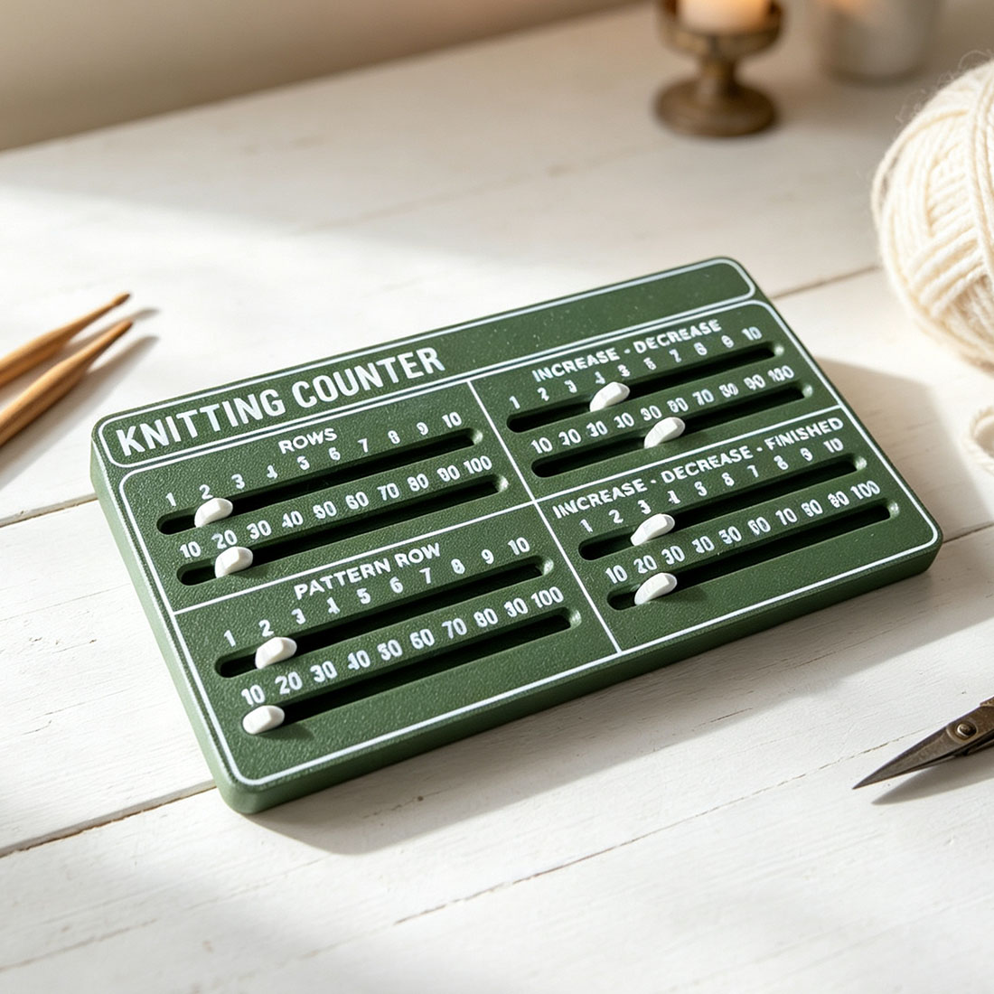 Travel Knitting Counter 3D Printed Row Tracker with Sliders for Crochet Weaving and Knitting