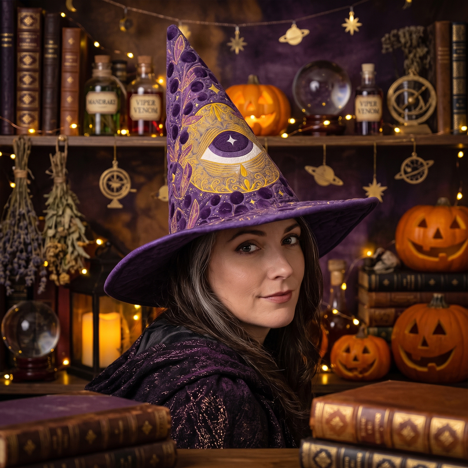 Eye Celestial Gothic Handcrafted Quilted Witch Hat Spooky Season Gift