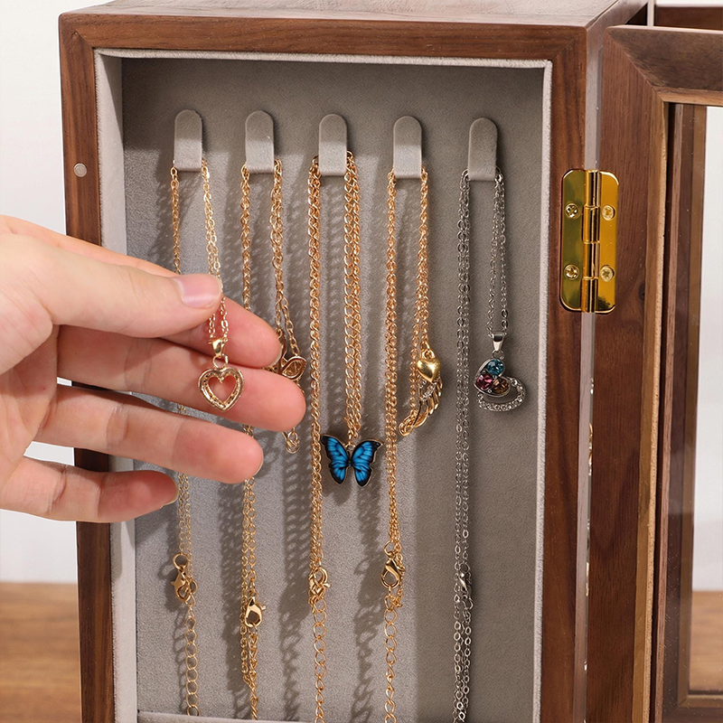 Personalized Wedding Gifts for Her, Personalized Gift, Custom Rotating Jewelry Box, Solid Wood Double Door Organizer, Multiple Jewelry Storage
