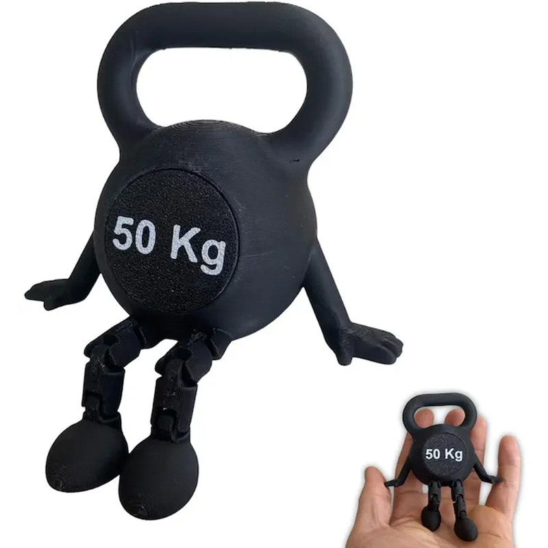 Personalized 3D Printed Kettlebell Desk Decor with Articulated Legs Fitness Gym Miniature Figurine Gift for Friends Gym Rat Gym Lovers