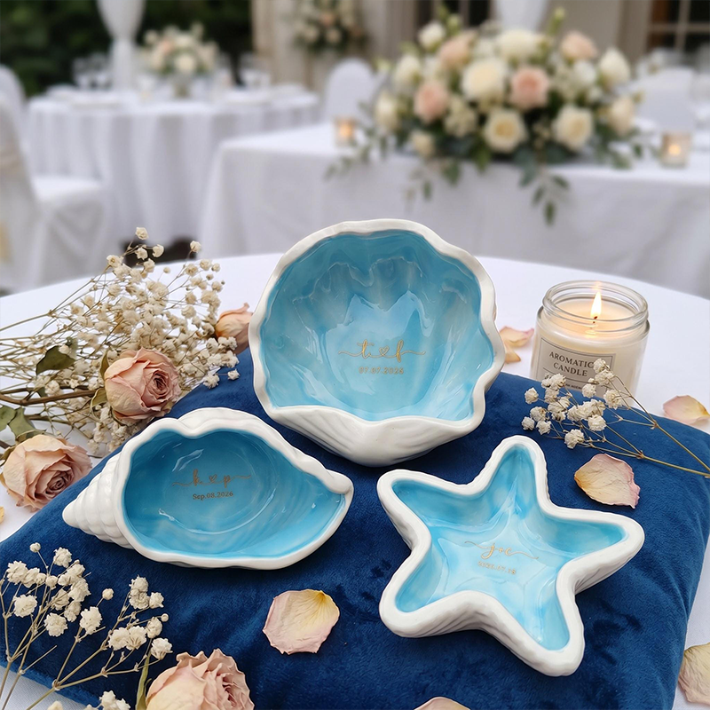Personalized Ceramic Trinket Dish Personalized Ring Holder with Name&Date Top Bridesmaid Gift for Wedding Party 
