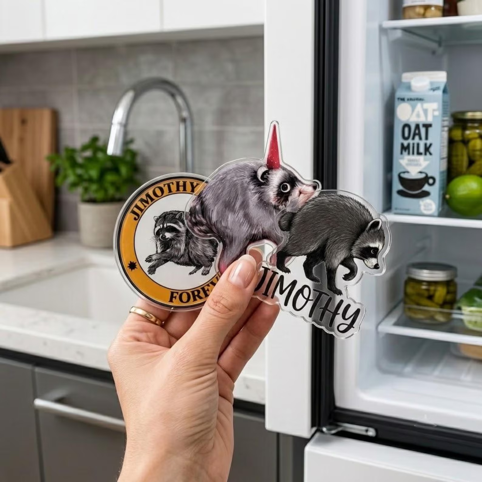 Personalized Raccoon Acrylic Fridge Magnet Seattle Meme Gift Viral Raccoon Meme Funny Seattle Keepsake for Raccoon Lovers