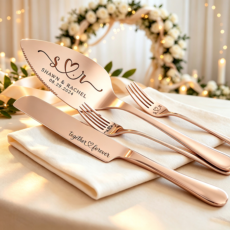 Personalized Wedding Cake Serving Set, Engraved Stainless Steel Knife & Server, Marriage gift