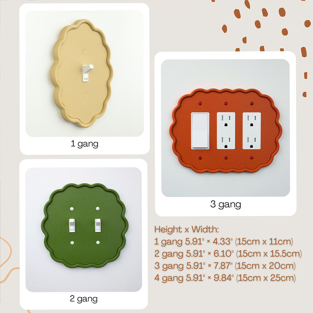 Wavy Oval 3d Light Switch Outlet Cover Mid Century Modern Minimalist Home Accent fit Toggle Rocker Duplex Outlet