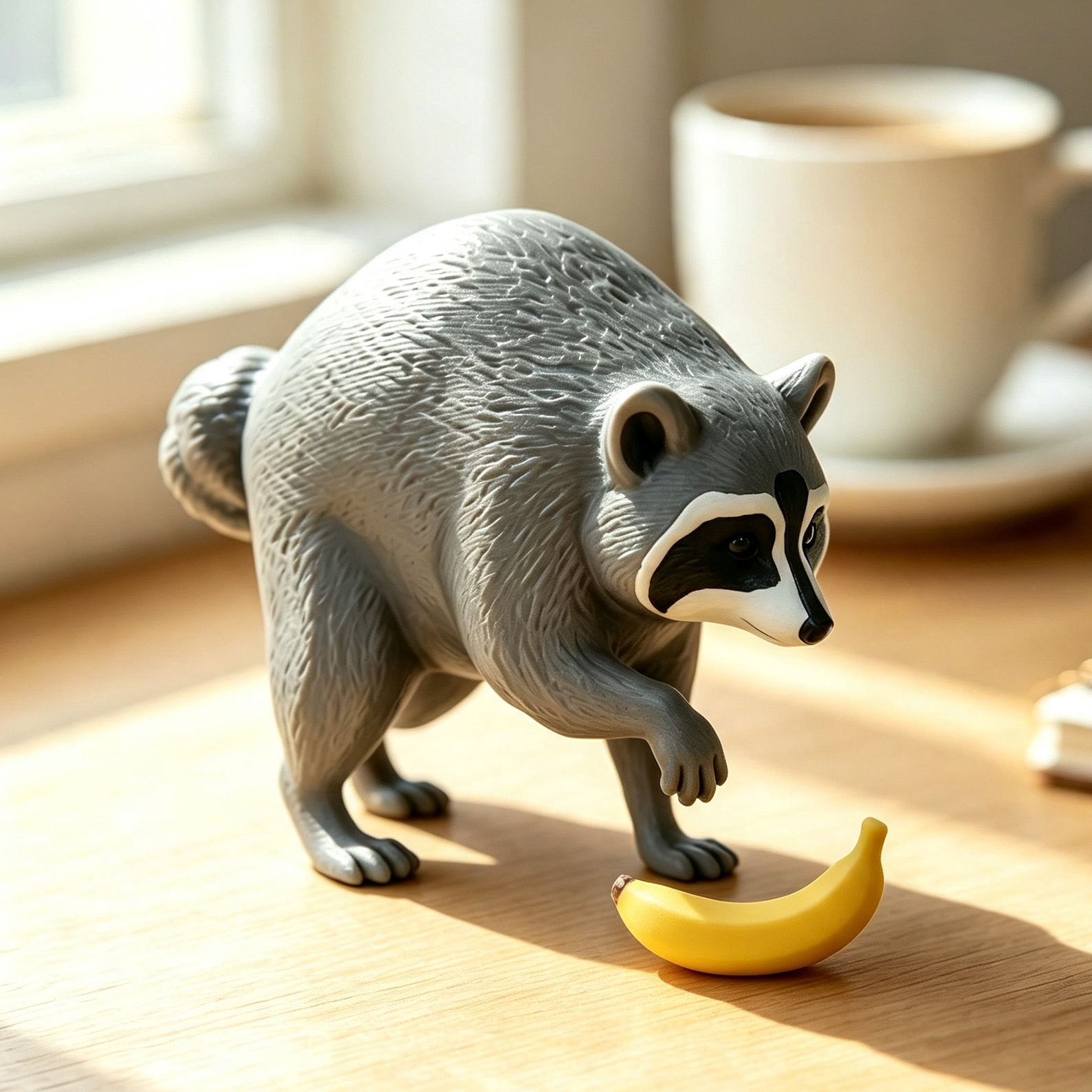 Raccoon Figurine Desk Ornament 3D Printed Raccoon Funny Trash Panda Gift Viral Animal Meme Collectiblea
