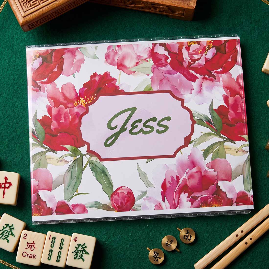 Personalized Mahjong Card Cover and Plastic Sleeve for Large Card National Mahjong League Card Cover Mahjong Gift Her Custom Monogram