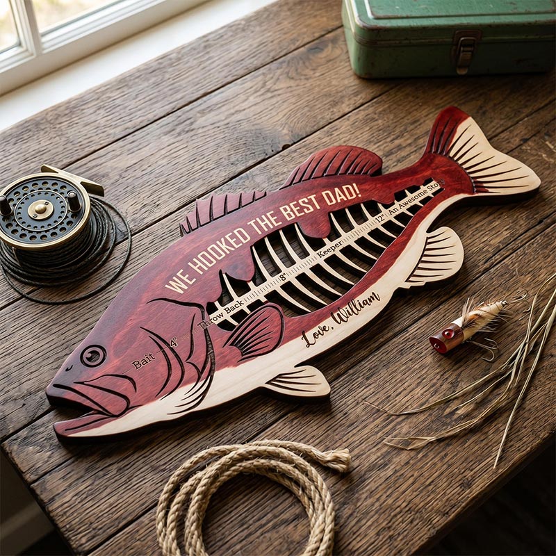 Personalized We Hooked The Best Dad Fish Ruler Custom Fishing Gift for Dad Fathers Day Gift Funny Fish Ruler for Dad Gift for Grandpa Fishing Buddy Gift