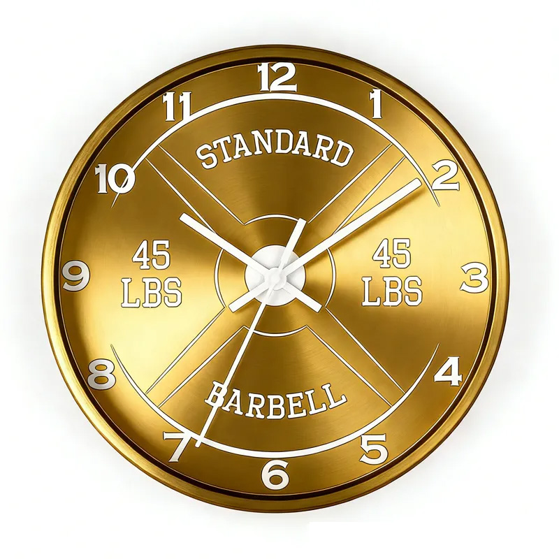 Personalized Gym Wall Clock 45lb Barbell Gym Clock Silent Analog Wall Decor Workout Clock Wall Clock for Gym Lover