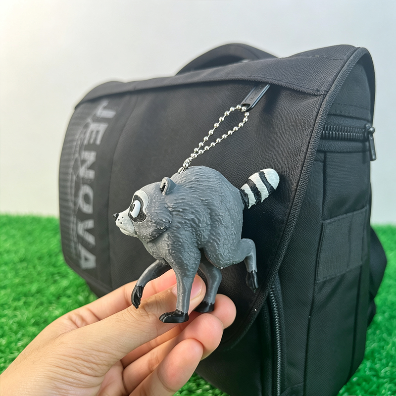 Jimothy the Raccoon Keychain | Short Spine Viral Seattle Raccoon Meme Charm | Internet Famous Trash Panda Gift for Raccoon Lovers
