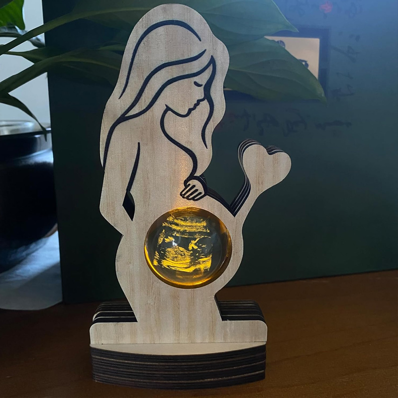Personalized Baby Ultrasound Photo Frame Sign Customized B-ultrasound Photo 3d Crystal Ball Light Pregnant Wife Gifts From Husband Expecting Mom Gift
