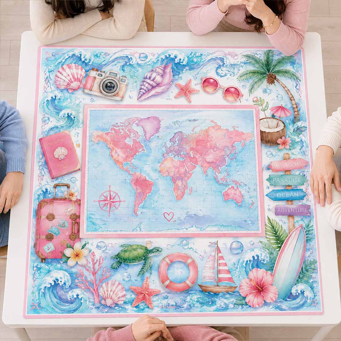 Wanderlust World Map Mahjong Mat