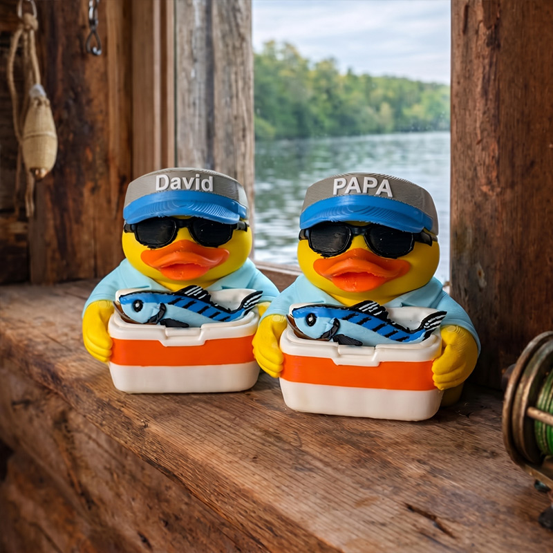 Personalized Fishing Duck Decor Duck for Dad Grandpa Hunter Decoration Cabin Decor Fishing Enthusiast Present Desk Ornament Dashboard Fisherman Funny Gift Tackle Box