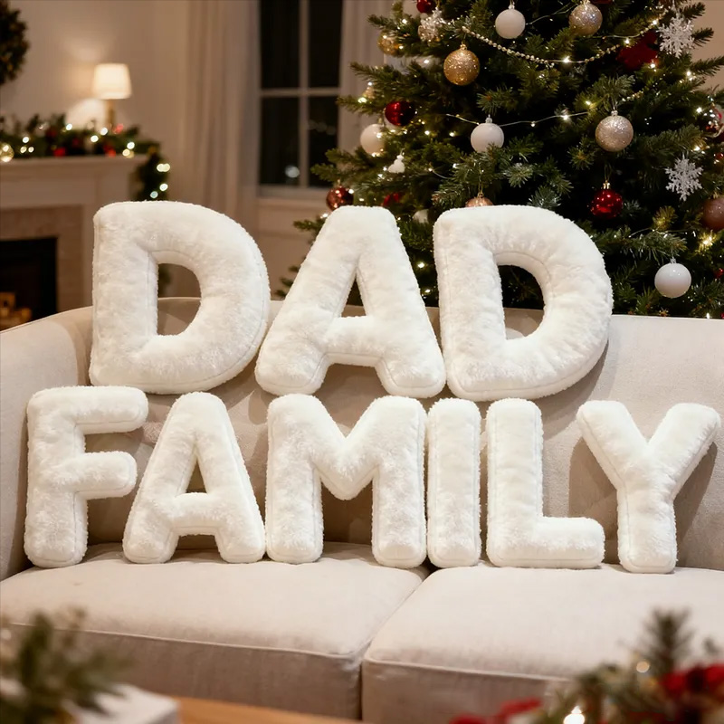 Personalized Graphic 3D Print Pillows Letter Shape Pillows Decor Christmas Gifts for Family