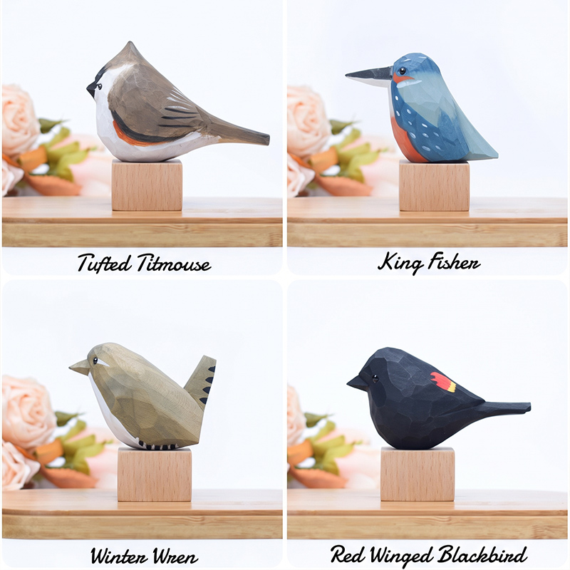 Personalized Hand-Carved Wooden Bird Sculpture Rustic Bird Decor Nature Enthusiast Gift Memorial Gift for Family