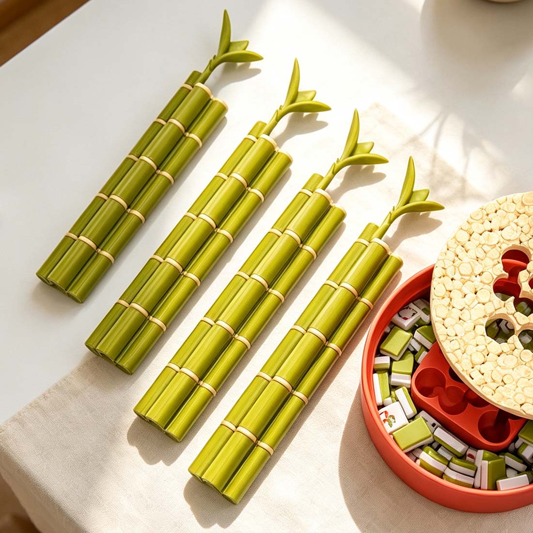 Lucky Bamboo Mahjong Racks 3D Printed Bamboo Racks