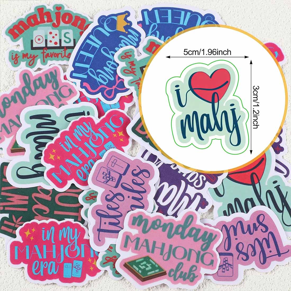 20 Pcs Funny Mahjong Stickers for Prizes Party Gifts