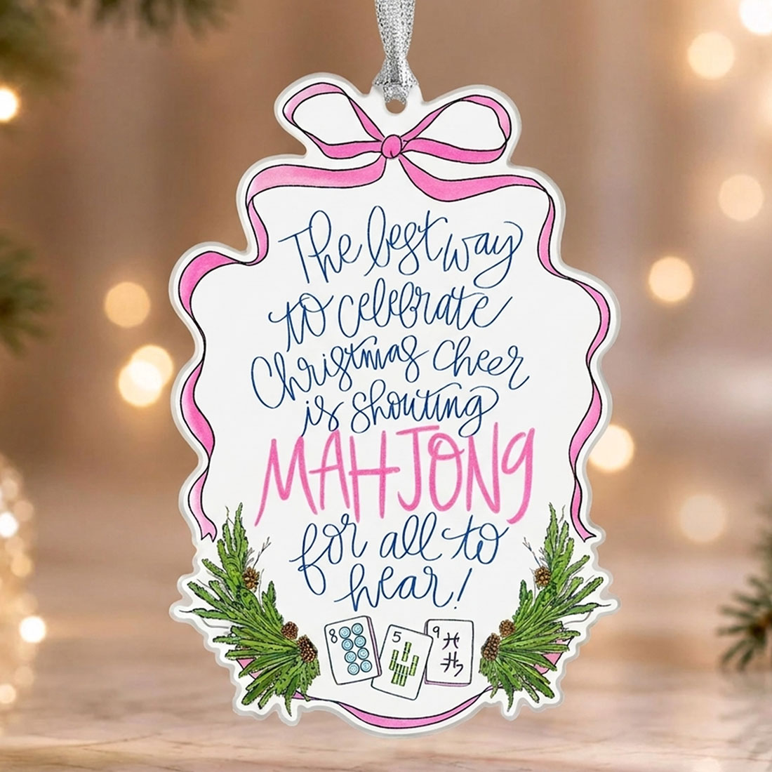 Mahjong Christmas Ornament Funny Holiday Tree Decoration for Mahjong Lovers Gift for Mahjong Players