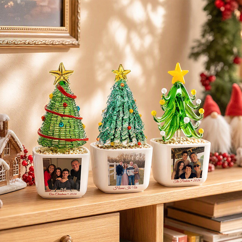 Personalized Stained Glass Christmas Tree Pot Christmas Gift for Grandparents Custom Family Photo Keepsake 2026