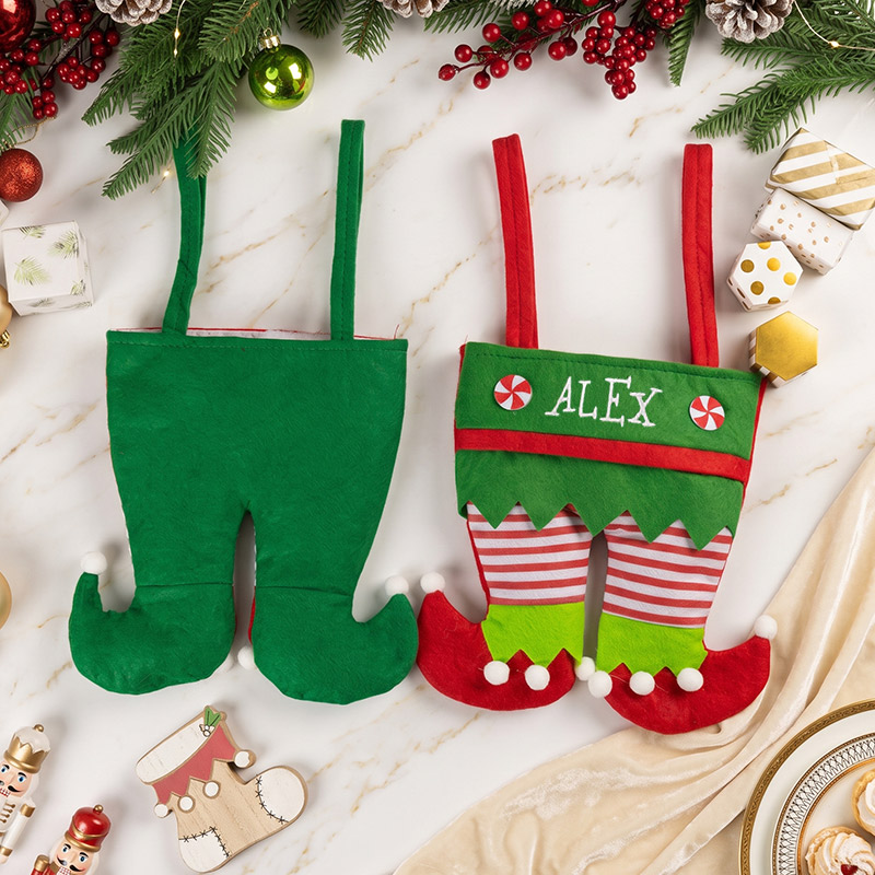 Personalized Christmas Stocking with Name Embroidered Elf Pants Stocking Holiday Stocking Monogram Family Stockings Gifts Christmas Decor 