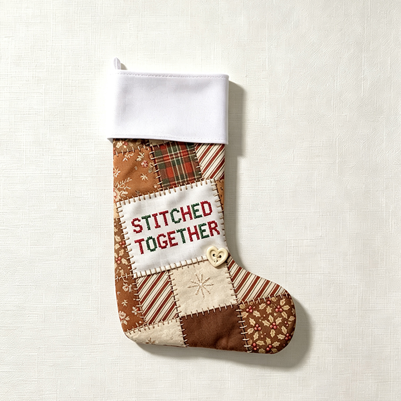 Personalized Sewing Themed Christmas Stocking, Sewn With Love Custom Name Xmas Stocking