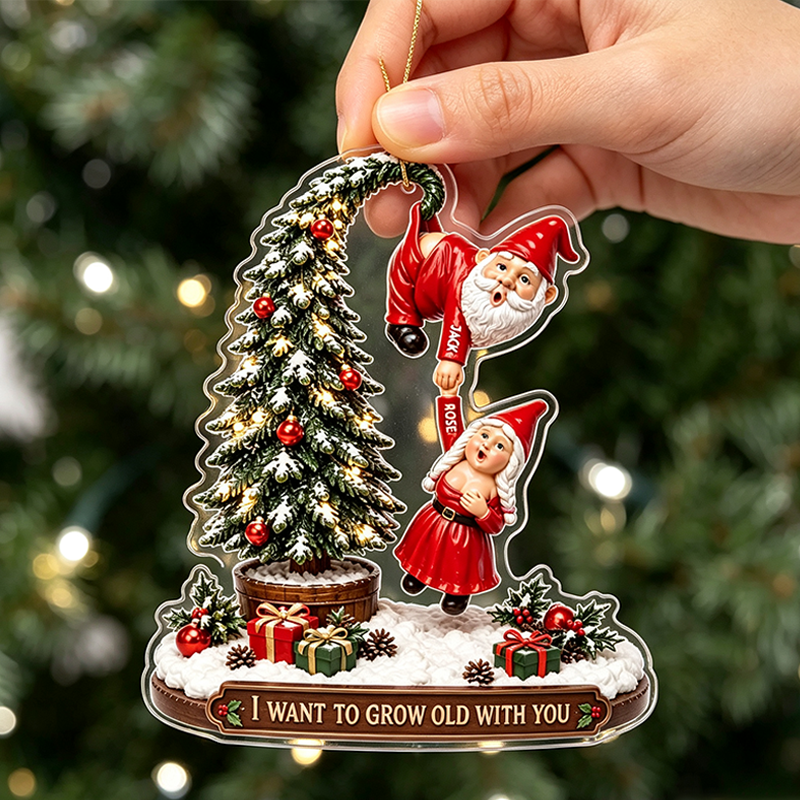 Personalized Funny Old Santa Couple Ornament - Personalized Gifts For Couple Christmas Ornamen