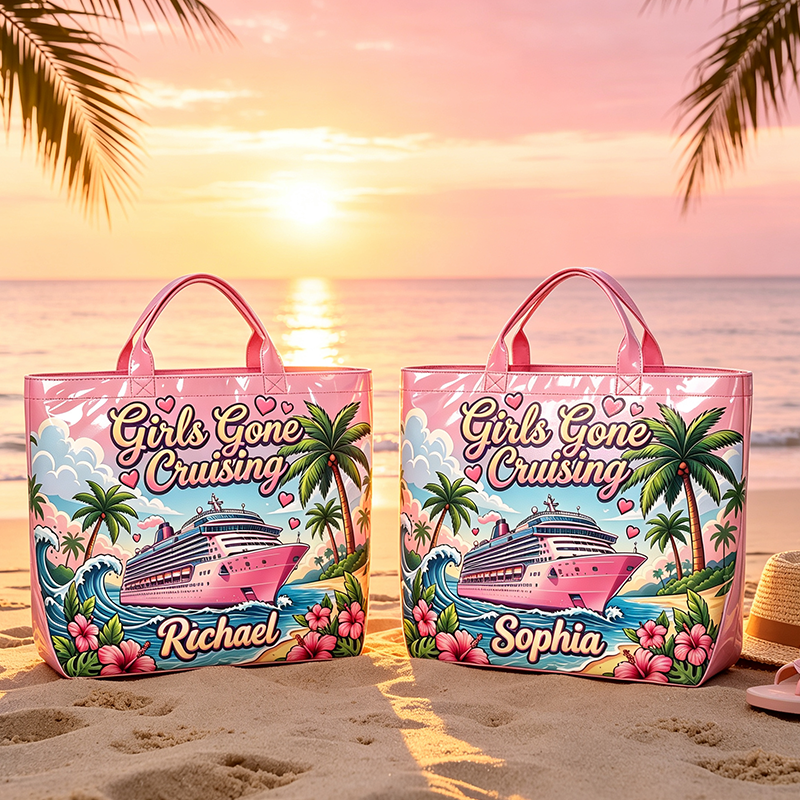 Personalized Girls Gone Cruising Tote Bag Waterproof Tote Bag Custom PVC Pool Bag Bridesmaid Gift Future Bride Tote Reusable Shopper Bag