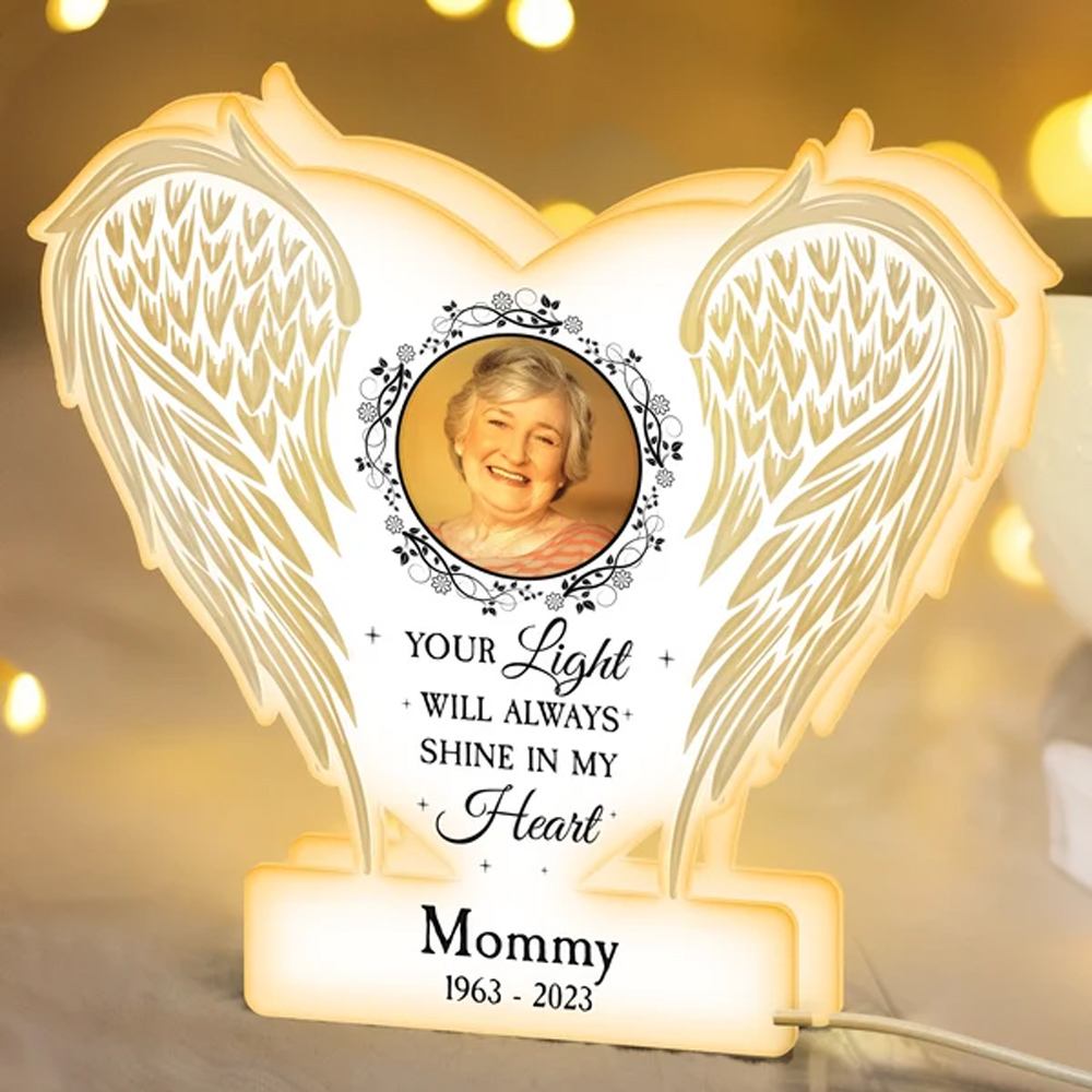Personalized Shape Photo Light Box Your Light Will Always Shine In My Heart Memorial Gift