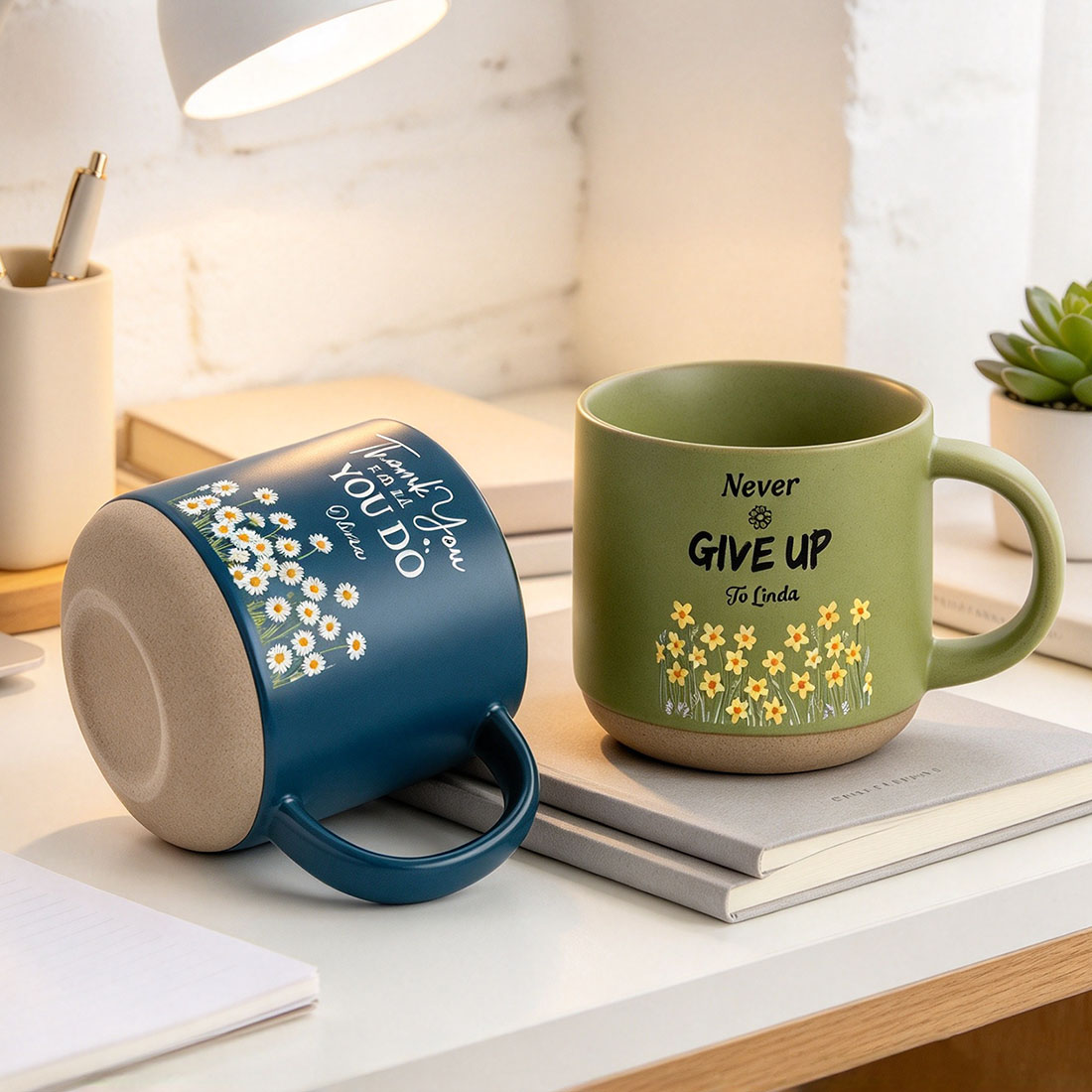 Personalized Birth Flower Ceramic Coffee Mug with Text Daily Use Birthday Office Gift for Colleague Retiree Employee Woman